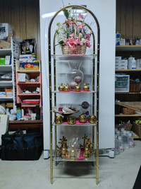 BRASS SHELVING UNIT C/W AS PICTURED
