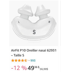 Resmed Airfit P10, coussin nasal,