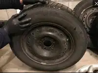 15 inch - 4 black steelies wheel great for winter or summer