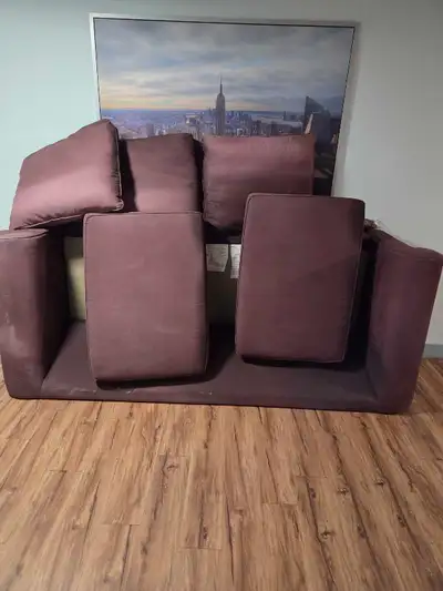 Free purplish couch. Located in bowness. Cannot help with moving bring help. Won't fit in the apt so...