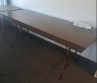 8 FT FOLDING BANQUET TABLE, WOOD W STEEL FRAME