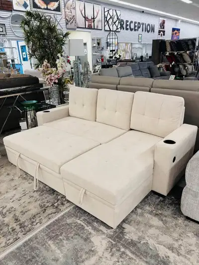 Convertible Sofa Bed with Storage and Cup Holders, View more