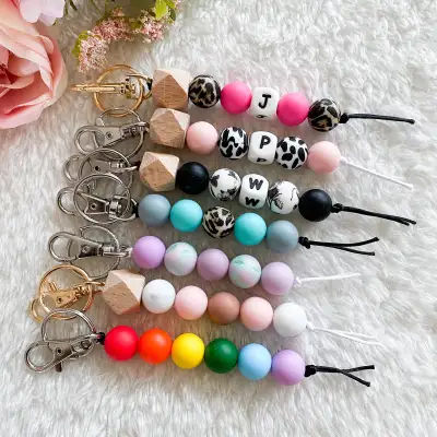 Silicone beaded keychains, View more