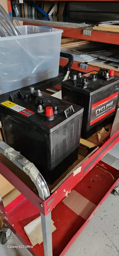 2 New Batteries CYCLONE DEEP CYCLE SERIES,only used once for 1 hour to test equipment pn the sell of...