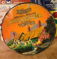 VINTAGE 1930's RILEY'S RUM & BUTTER TOFFEE (10 LBS.) TIN