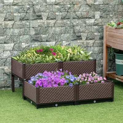 Set of 4 Garden Raised Bed Kit, DIY Elevated Planter Box, Flower, View more