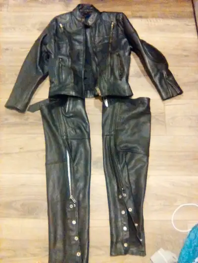 Women's Chaps and Jacket Size Small $40 each or $60 for both .