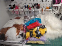 Faux fur fabric scraps for gnome beards, pompomps, etc