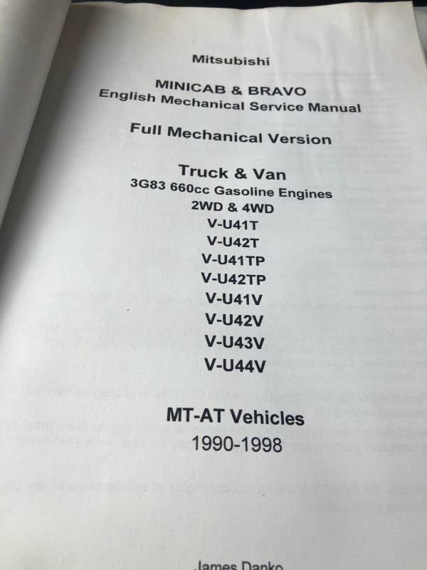 1990 - 1998 MITSIBISHI MINICAB AND BRAVO FACTORY MANUAL #M0009 in Textbooks in Edmonton - Image 3