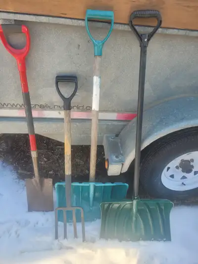 Snow shovels and garden tools, View more