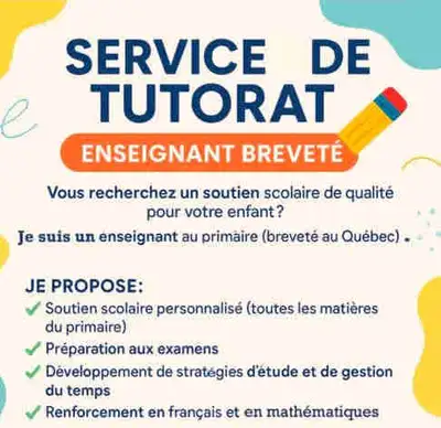 Tutorat primaire- Enseignant qualifié (prix réduit), View more