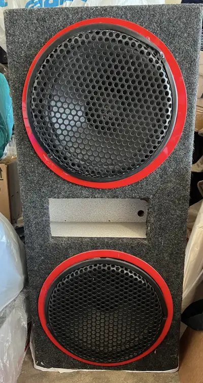 12” Subwoofer Enclosure w/ Red-Trim Grill, View more