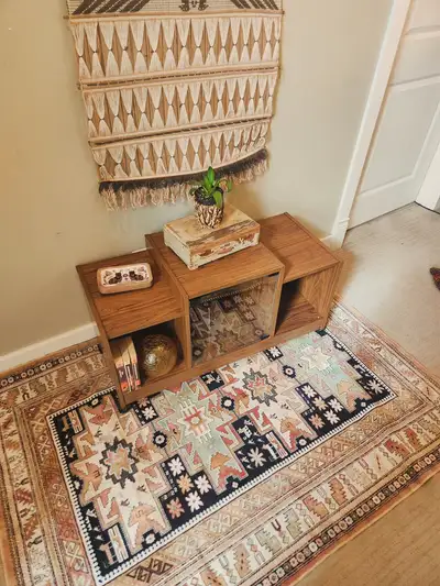 WHEELED Mid-Century Console & album storage with Glass Door., View more