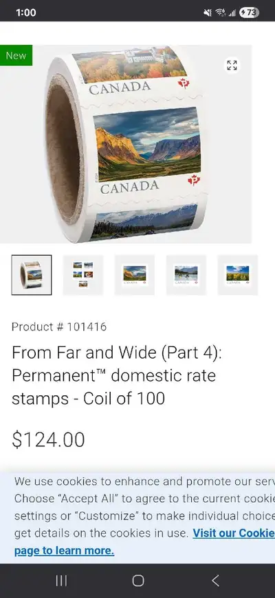 sealed roll of stamps 100 pieces, View more