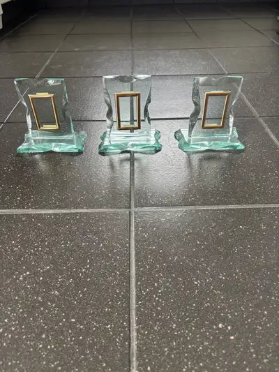 3 Tourquoise Glass Picture Frames - 3 Cadres à Photo en Verre , View more