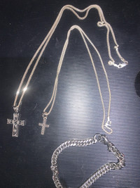 2 Authentic Itallian.925 silver Chains plus cross pendents