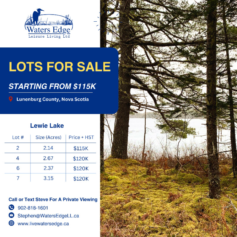 Large Waterfront Lots - 10 Minutes to Bridgewater in Land for Sale in Bridgewater