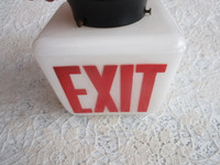 Vintage Triangular White Milk Glass Exit Sign Light