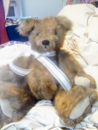 Vintage Poseable Teddy Bear With Real Mink Fur 