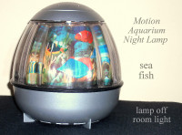 Vintage lamp, turning show of sea fish, calming mood night light