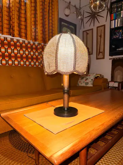 MCM Wicker Shade table lamp, View more