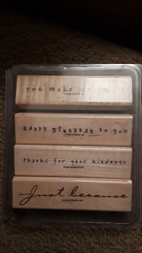 Stampin' Up "Small Script" Wood Mounted Rubber Stamp  Set of 4 $