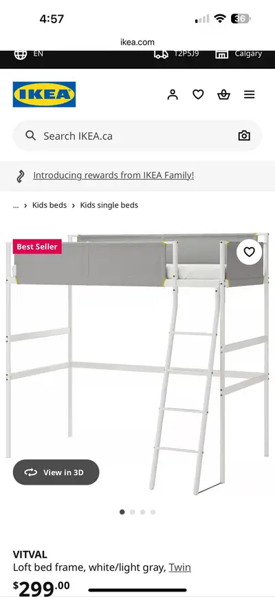 IKEA twin loft bunk bed, mattress not included.