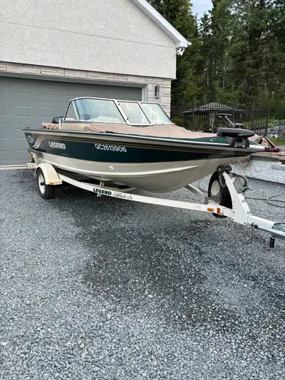 Bateau Legend Sportfish 17p8po 1998 en aluminium, moteur Yamaha V4 100hp 2 temps, moteur électrique,...