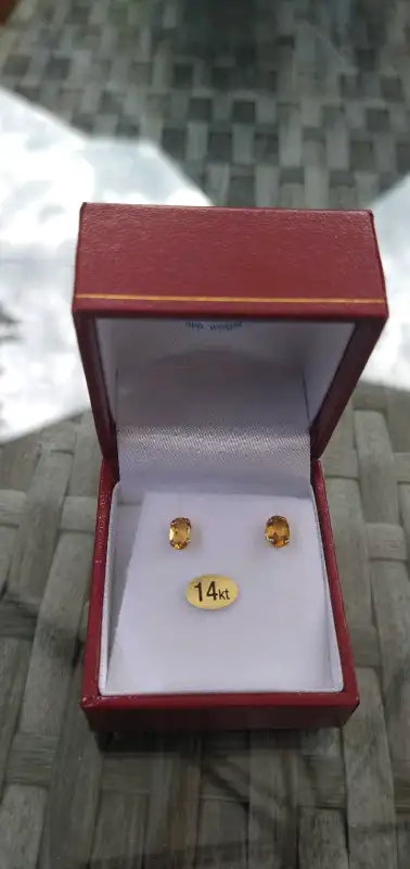 14kt yellow gold genuine citrine  earrings , View more