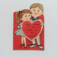HERE IS MY HEART VINTAGE VALENTINE CARD