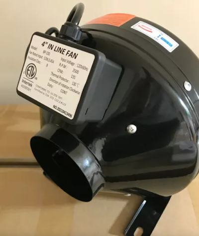 Quality Products: 1 pc - 4 inch inline fan 135CFM Steel 1 pc - 4 inch carbon filter