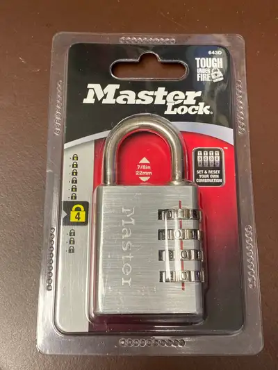 Selling a brand new Master Lock combination padlock, model 643D. It's still in its original packagin...