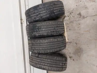 Four 205 55 16 summer tires on 2015 honda civic steel rims with hub caps 5x114.3, No bends in the ri...