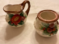 Fitz & Floyd Red Pomegranate Fruit sugar bowl and creamer