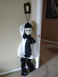 porcelain 3.5 feet tall Pierrot clown doll