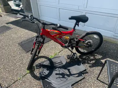 the red and blue one are sports bikes each selling for 50 each. the purple one is a cycling bike sel...