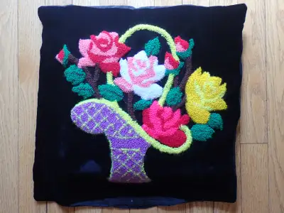 Punch Needle Hooking Pillow on velvet, View more