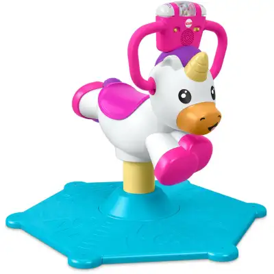 Fisher-Price Bounce and Spin Unicorn with Lights and Sounds * Unicorn plays music and educational co...