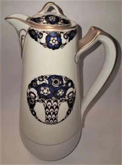 RARE Limoges Haviland Art Deco Gilt Cobalt Floral Chocolate Pot!, View more