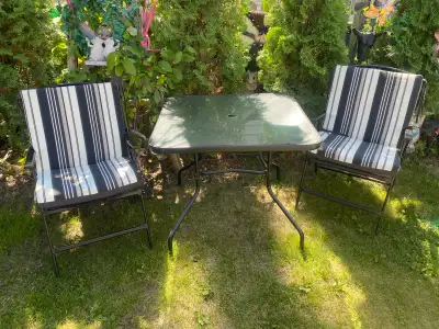 PATIO TABLE WITH TWO CHAIRS , View more