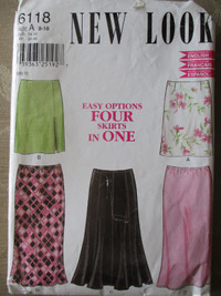 New Look sewing pattern 6118, Women's Skirt Pattern, 4 in 1