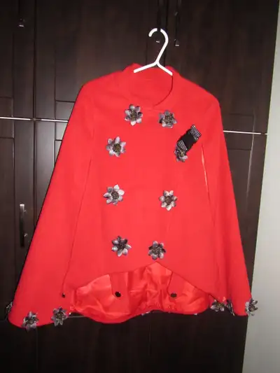 Thick ruby red shawl cloak woollen women quality winter cover, View more
