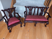 Child or Doll furniture -chair and loveseat wood