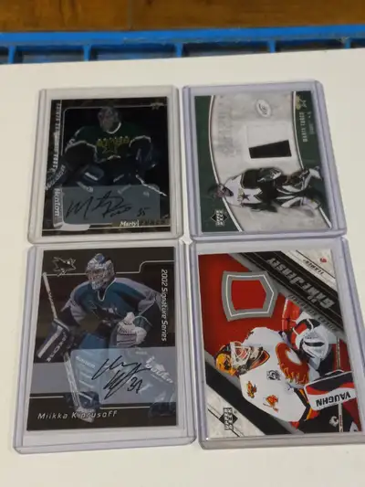 For sale. Hockey Cards Goalies Autographed,Jersey Cards Salo,Nabokov,Turco. Cards are in near mint c...