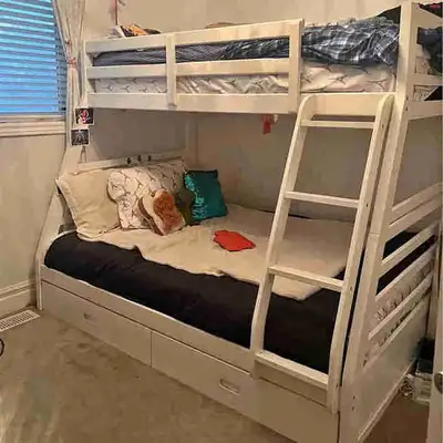 Take it ASAP - Sturdy White Bunk Bed for Kids - Underbed Storage, View more