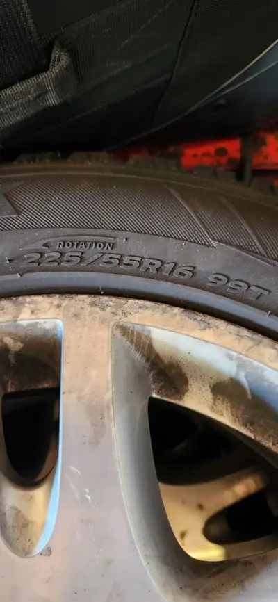 A set of 225-55 R16 Hankook snow tires. Came off a Mercedes B200 5x112 bolt pattern. Mounted on alum...