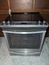 Stove Stainless Electric Whirlpool Glass-Top Self-Cleaning-Great
