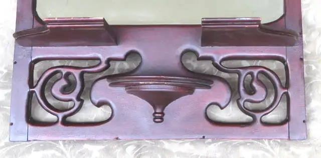 ANTIQUE 19C GEORGIAN CARVED MAHOGANY WOOD WALL SHELVES MIRROR in Home Décor & Accents in City of Toronto - Image 6