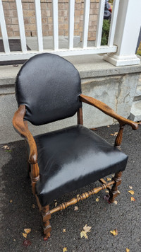 Vintage Solid Wood Arm Chair / Carved Wood