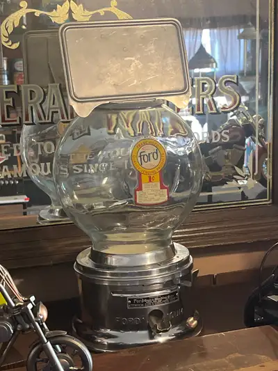 *** Ca. 1950s Ford Glass Globe One Cent Gumball Machine *** Ford Gum & Machine Co., which started as...